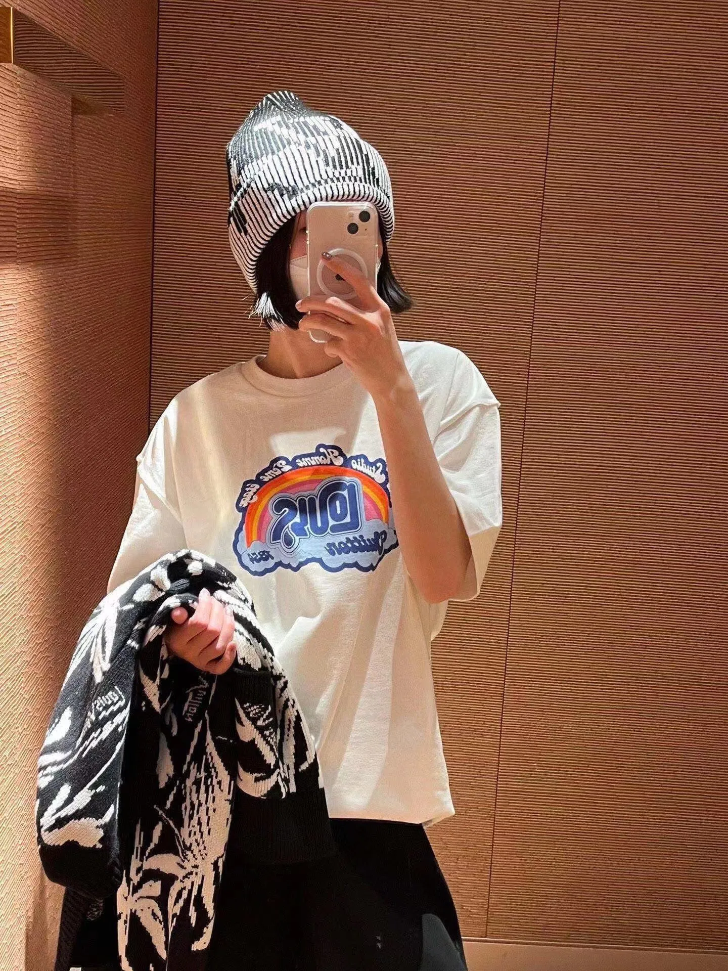 Louis Vuitton/Louis Vuitton rainbow letter print short sleeves